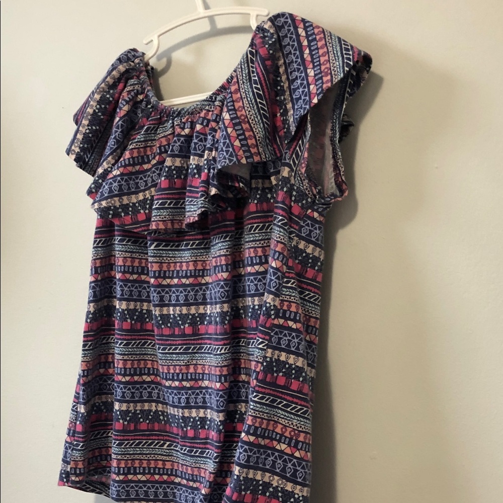 George Girls' Navy & Pink Patterned Ruffle Top - Picture 6 of 6